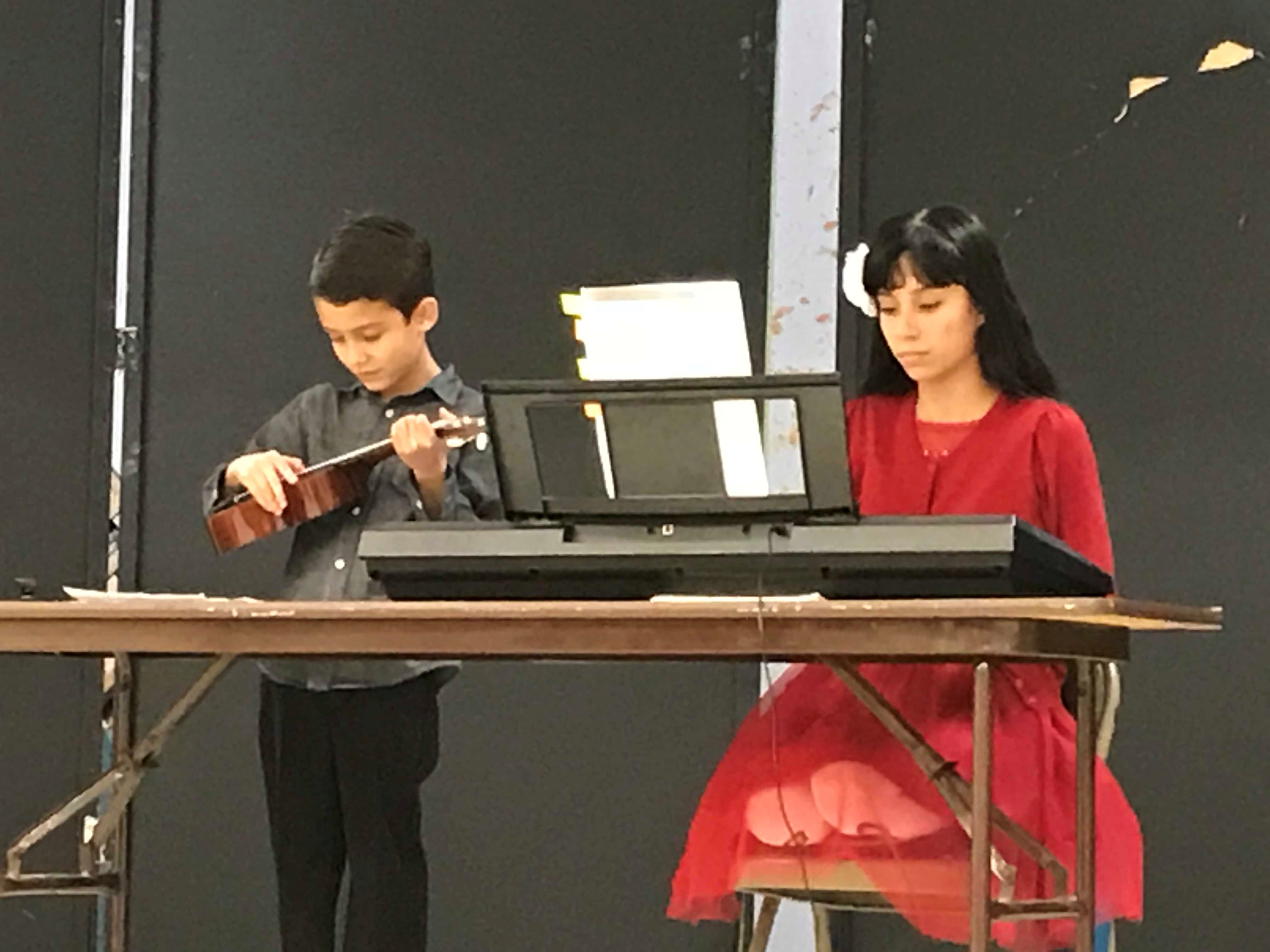 Students performing music